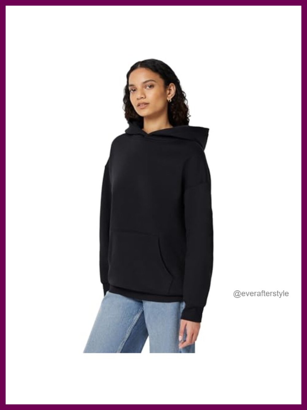 Oversized Fit Cotton Blend Brushed Fleece Hoodie Kangaroo Pocket